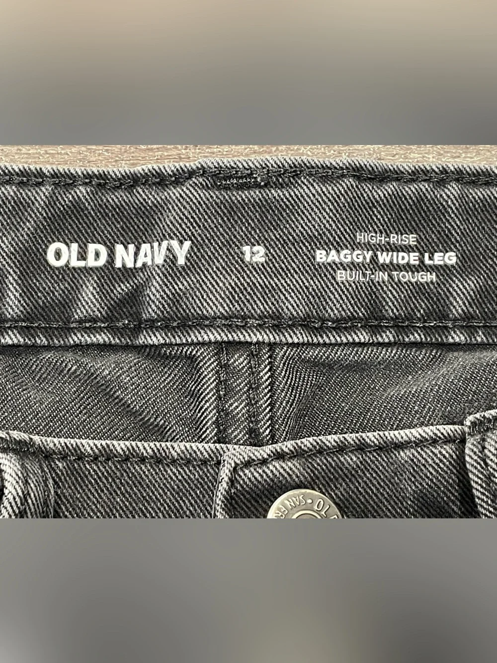 Old Navy Girl’s High-Rise Baggy Wide Leg Jeans in Washed Black Size 12